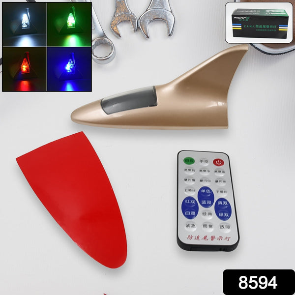 Shark Fin Light With Remote, LED Signal Antenna Solar Shark Fin Car Roof Light Sensor Decoration Flashing Lamps, Solar Powered Radio Signal for Car Lamp Accessories (1 Pc)