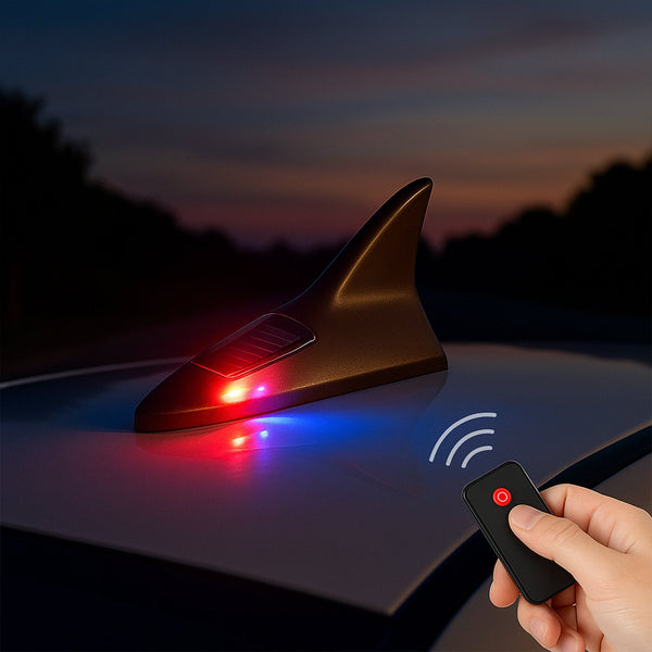Shark Fin Light With Remote, LED Signal Antenna Solar Shark Fin Car Roof Light Sensor Decoration Flashing Lamps, Solar Powered Radio Signal for Car Lamp Accessories (1 Pc)